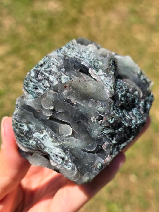 Jolie Calcédoine avec Heulandite rouge d'Inde n°60