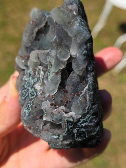 Calcédoine avec Heulandite rouge d'Inde n°63