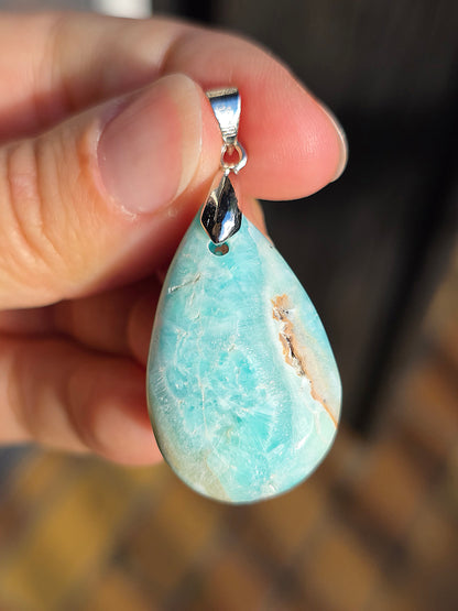 Pendentif Aragonite bleue