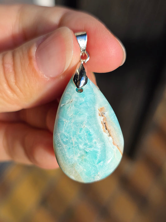 Pendentif Aragonite bleue