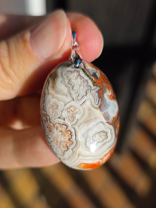 Pendentif Agate crazy Lace rouge