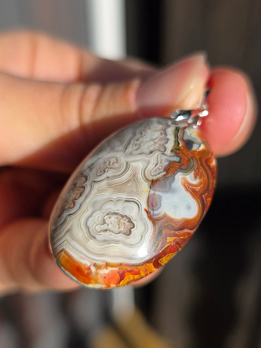 Pendentif Agate crazy Lace rouge
