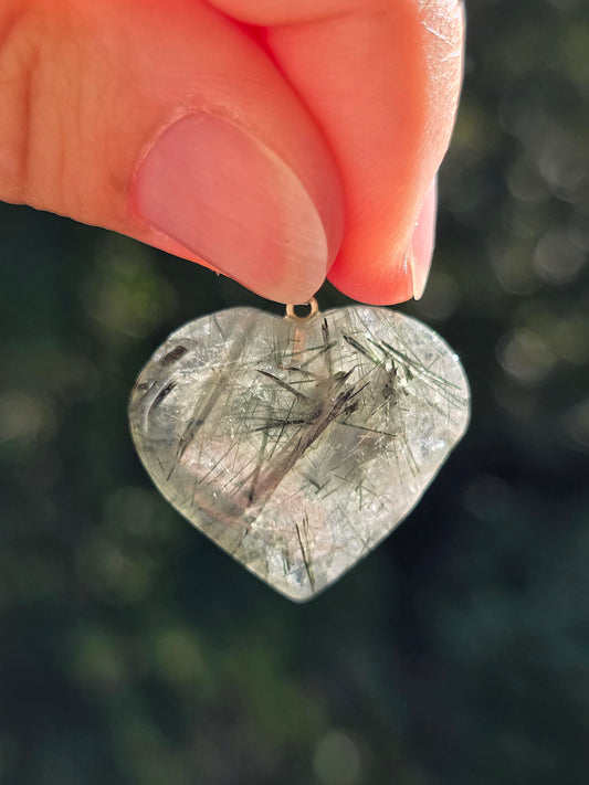 Pendentif cœur Quartz Tourmaline (à choisir)