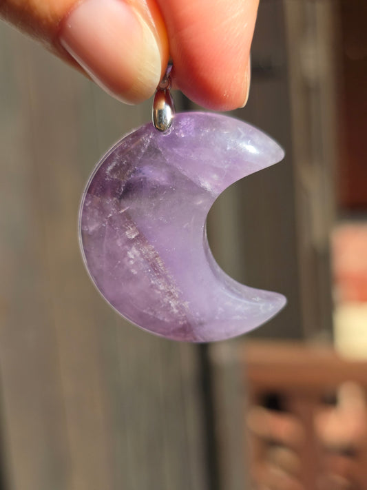 Pendentif Lune en Améthyste