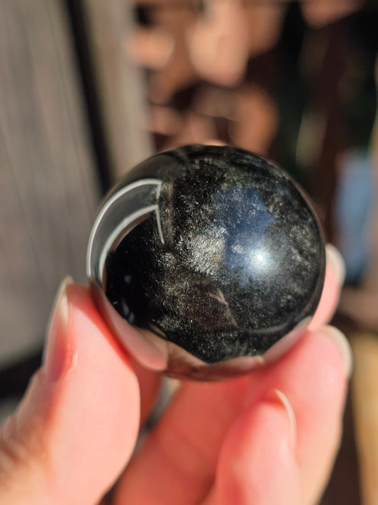 Sphère Obsidienne argentée
