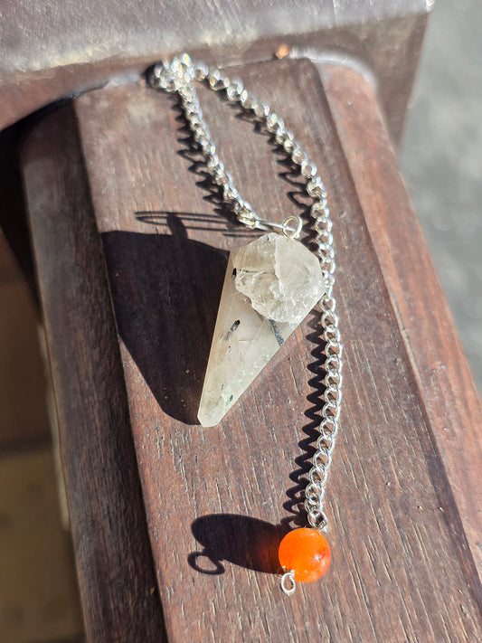 Pendule quartz tourmaline