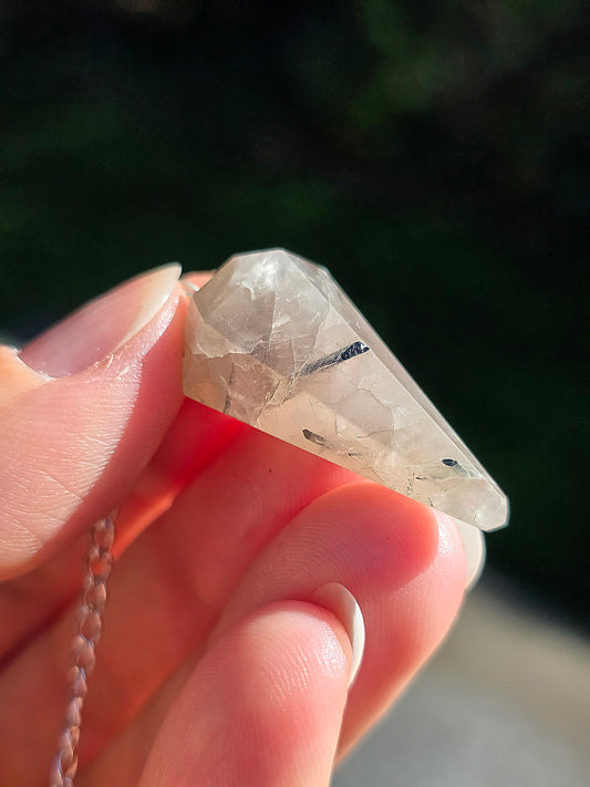Pendule quartz tourmaline