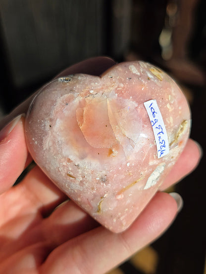 Coeur en Opale rose du Pérou