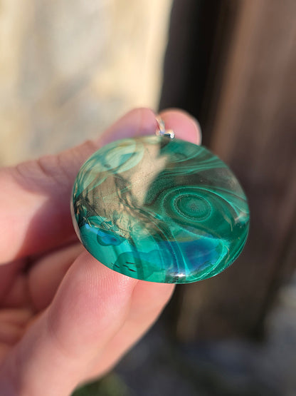 Superbe pendentif en Malachite