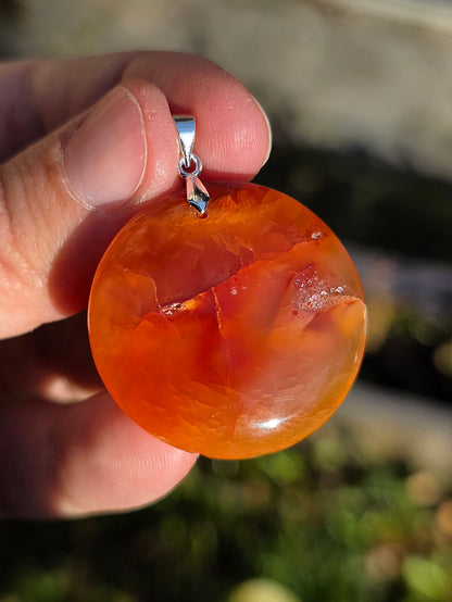 Pendentif rond en Cornaline (à choisir)