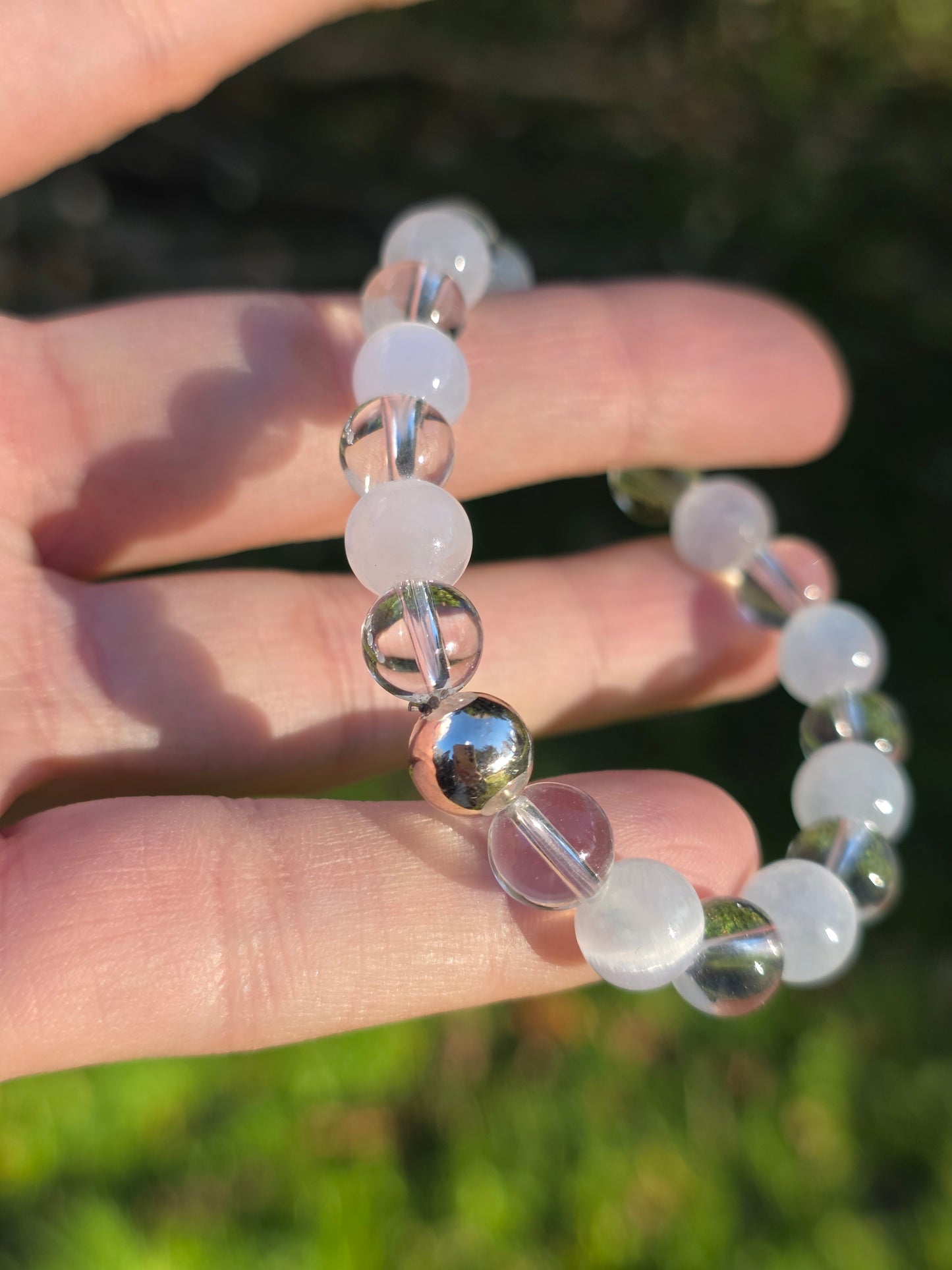 Bracelet Sélénite et Quartz (à choisir)