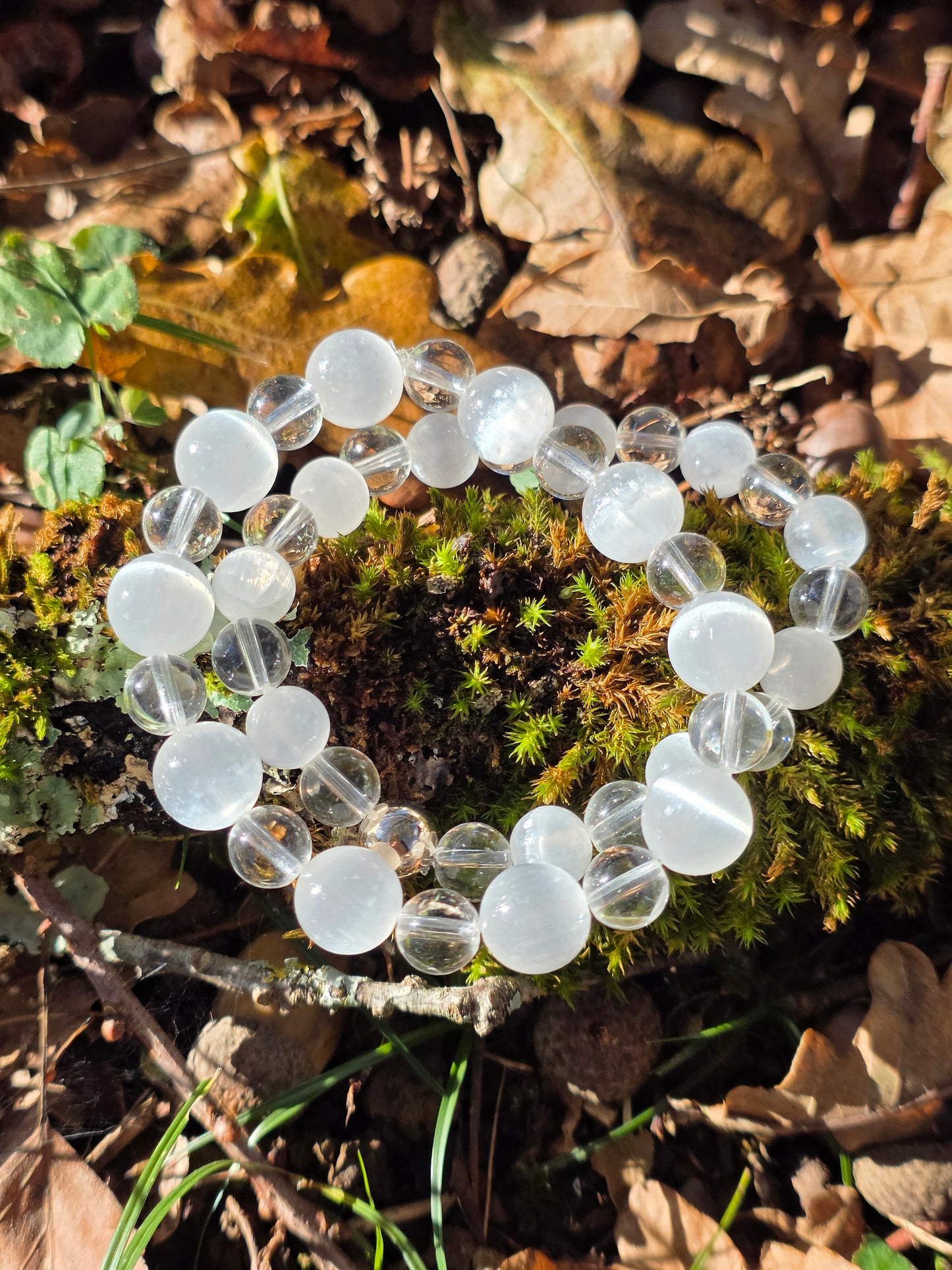 Bracelet Sélénite et Quartz (à choisir)