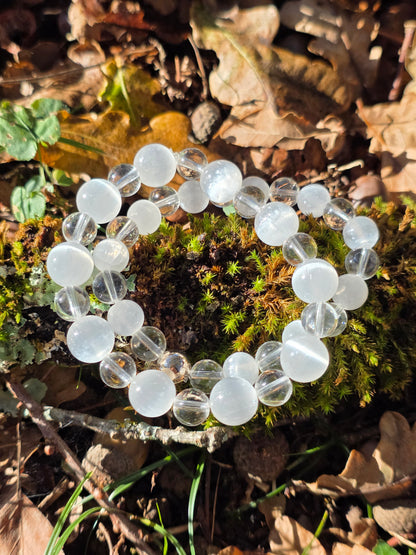 Bracelet Sélénite et Quartz (à choisir)