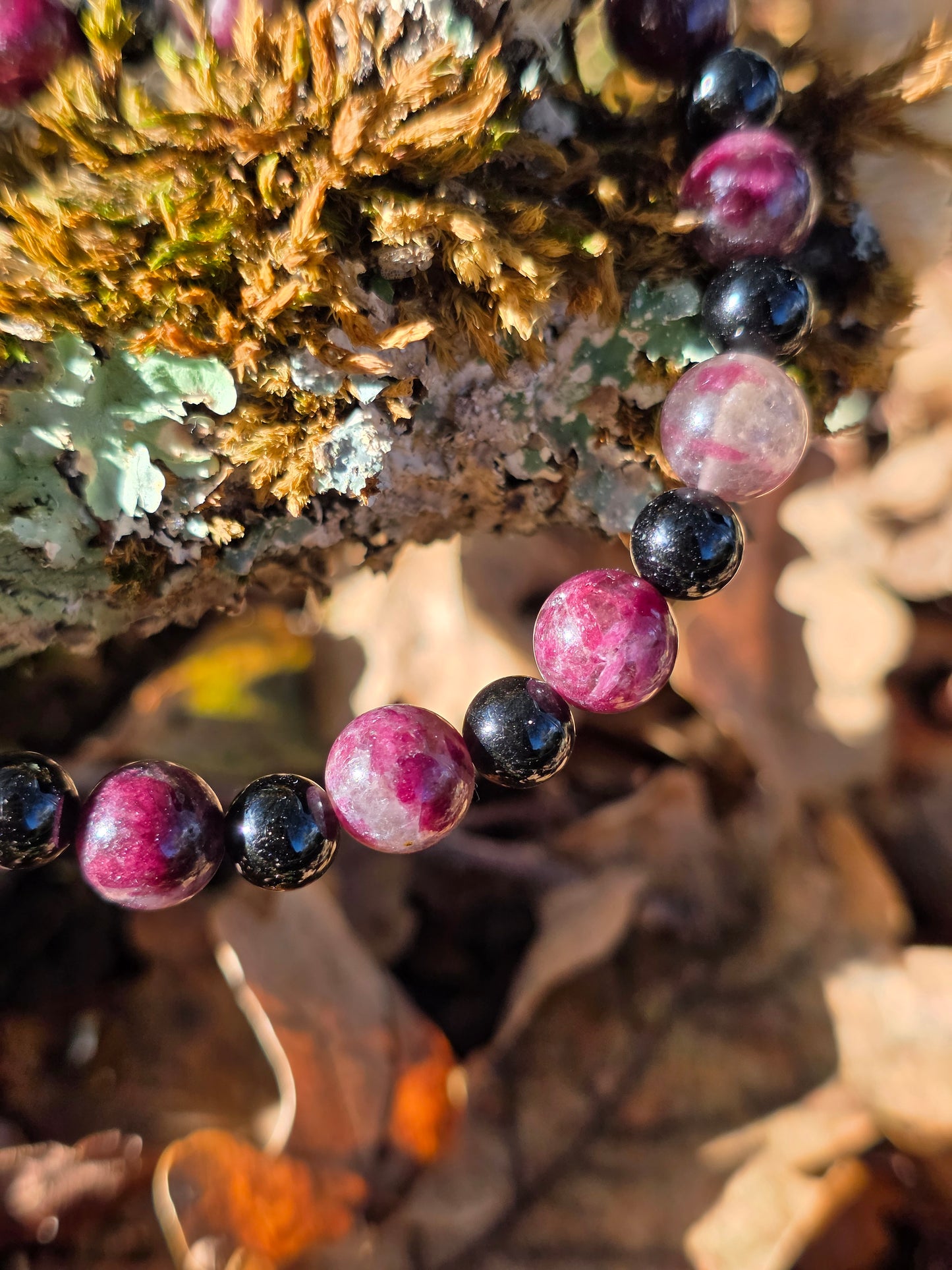Bracelet Tourmaline noire et Tourmaline rose