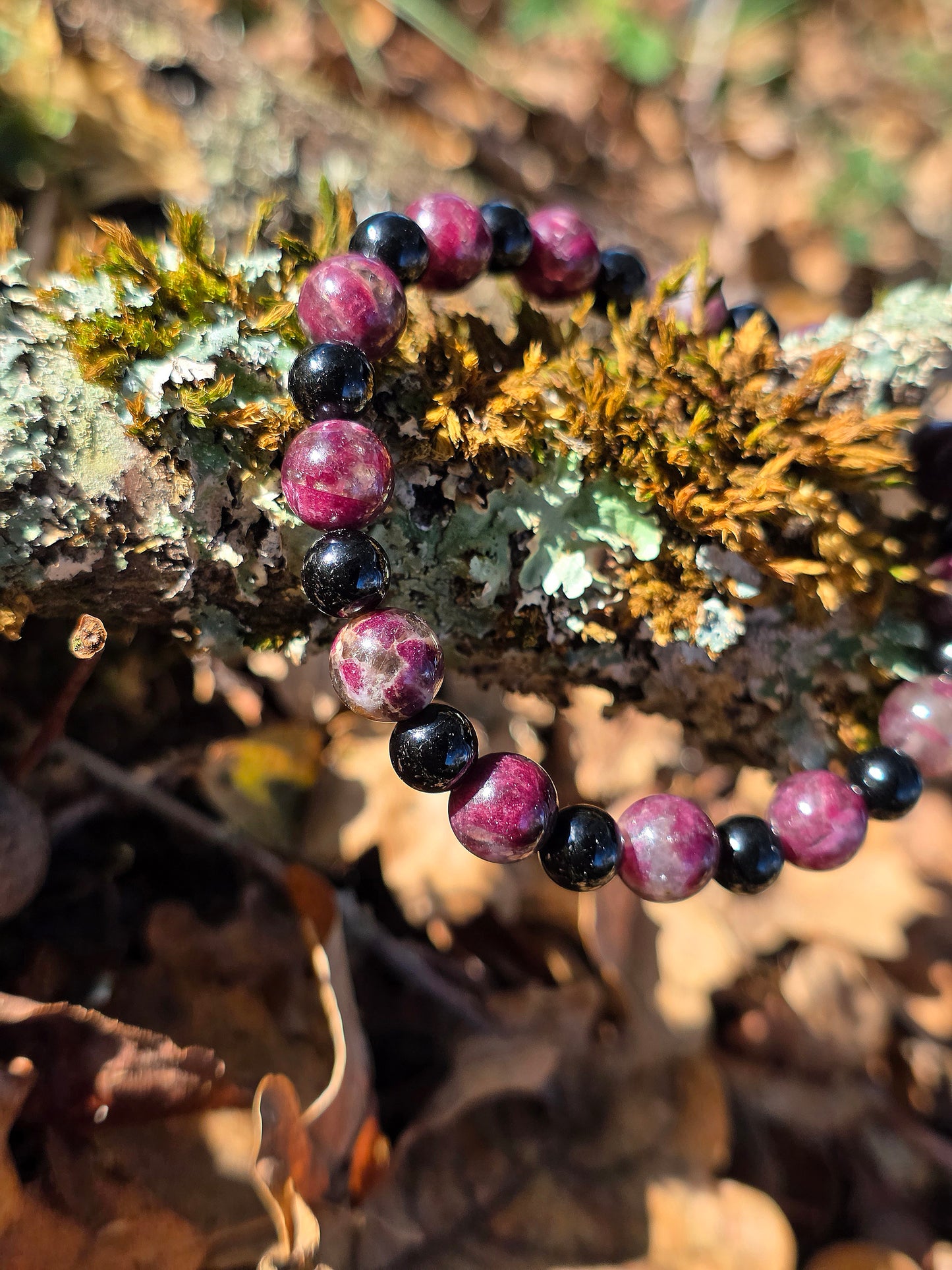 Bracelet Tourmaline noire et Tourmaline rose