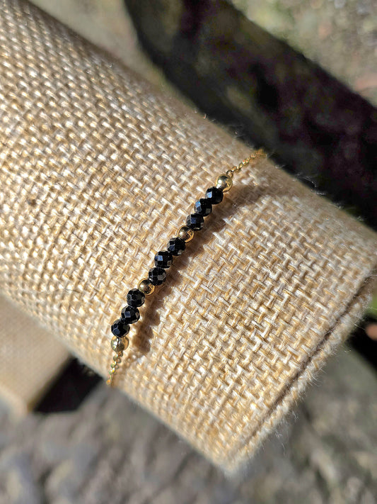 Bracelet Spinelle noire en acier inoxydable