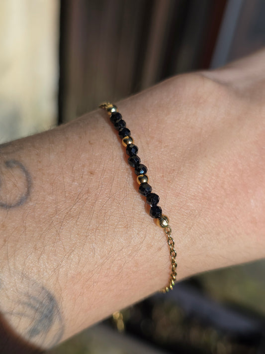 Bracelet Spinelle noire en acier inoxydable