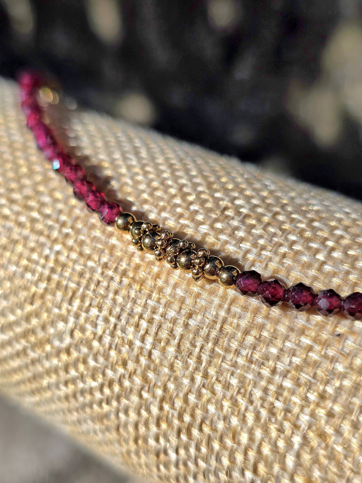 Bracelet Grenat Rhodolite en acier inoxydable