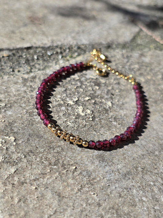 Bracelet Grenat Rhodolite en acier inoxydable
