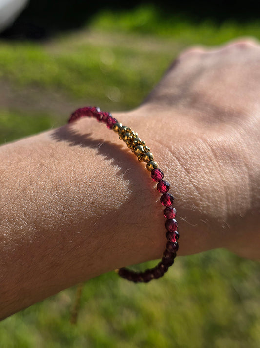 Bracelet Grenat Rhodolite en acier inoxydable