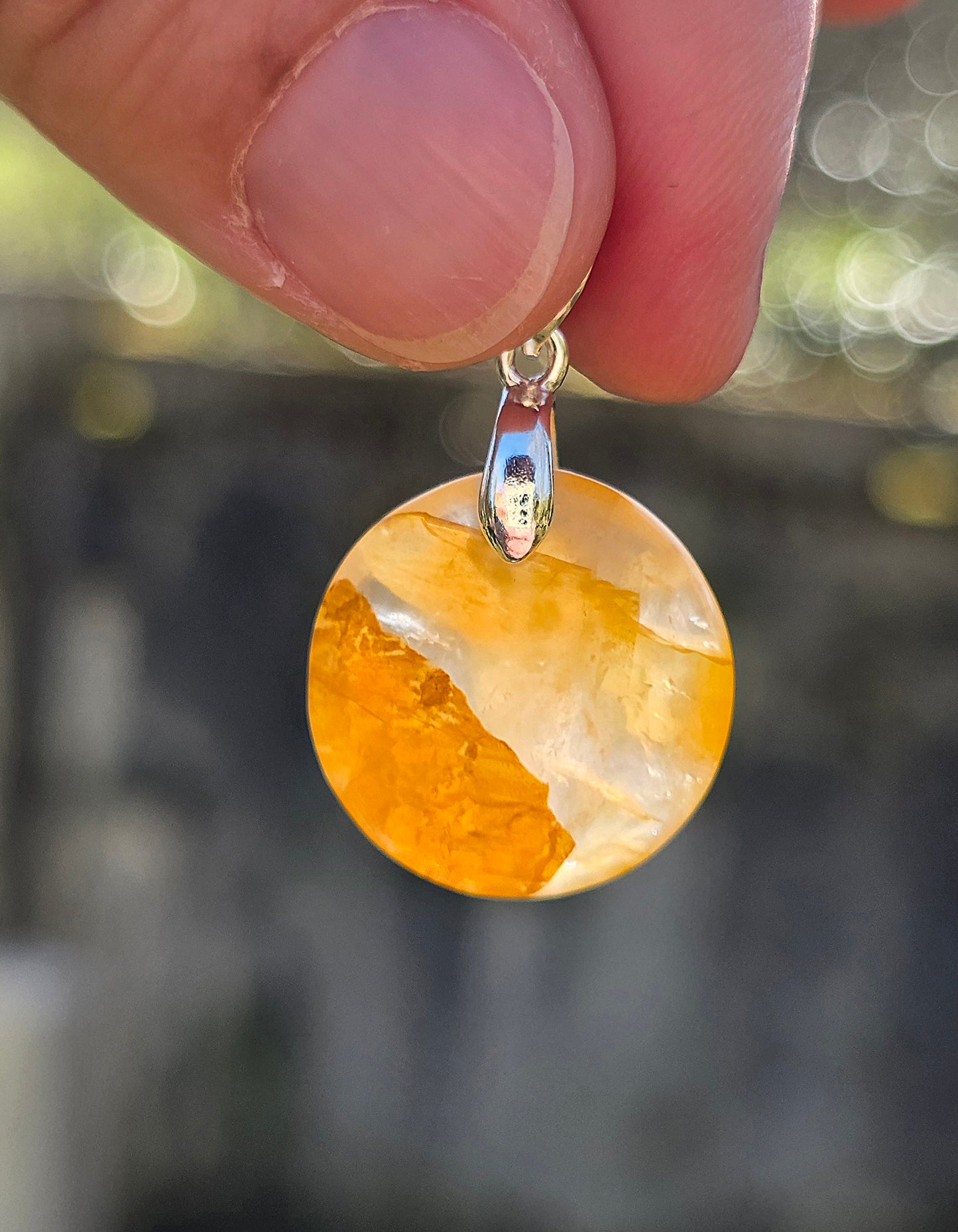 pendentif en Quartz hématoïde jaune golden healer