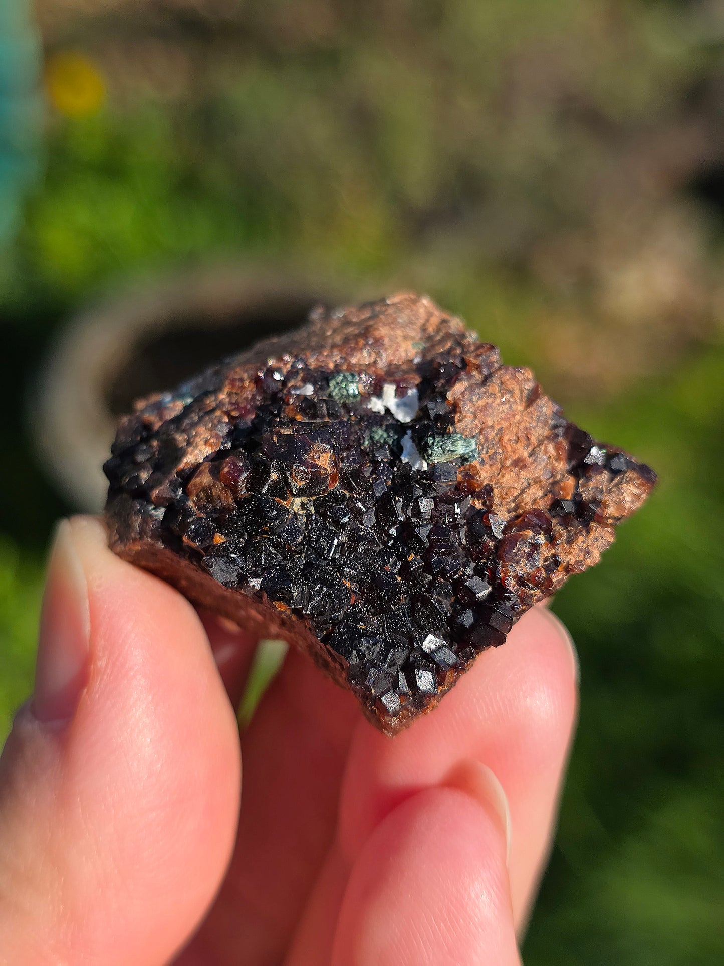 Grenat Hessonite d'Italie avec inclusions de Pyrite et de Clinochlore.
