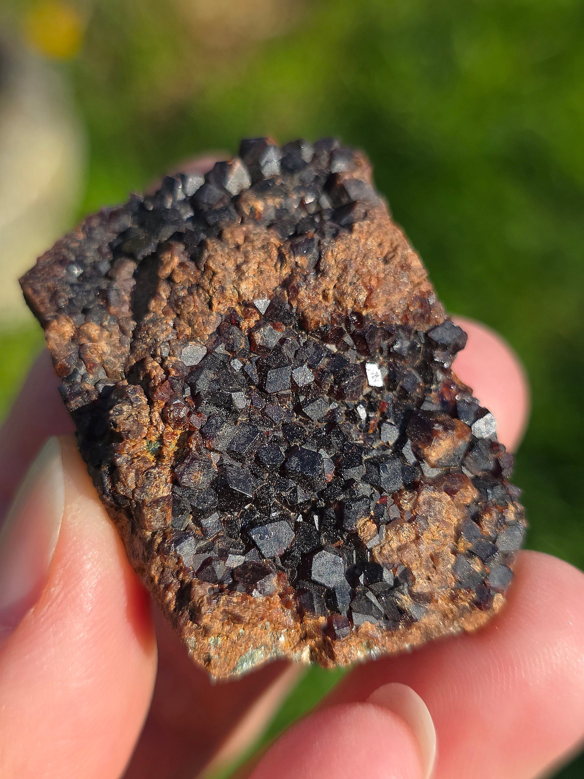 Grenat Hessonite en provenance d'Italie avec inclusions de Pyrite et de Clinochlore.