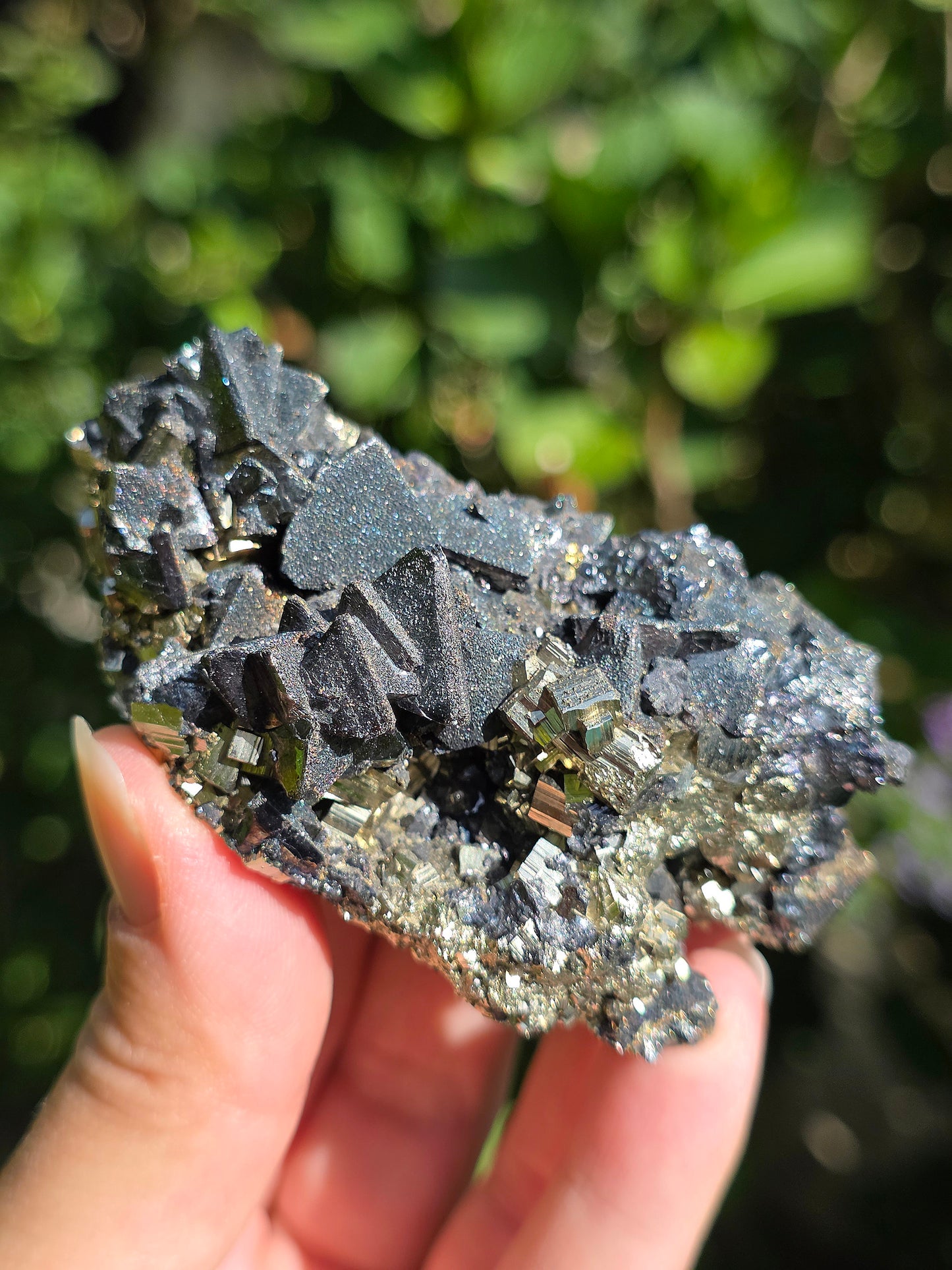 Tétraédrite sur Pyrite brute du Pérou