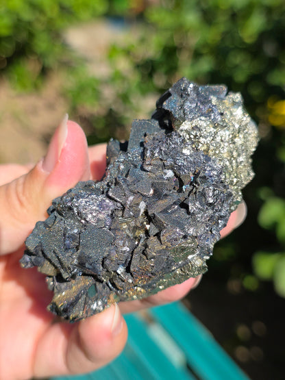 Tétraédrite sur Pyrite brute du Pérou