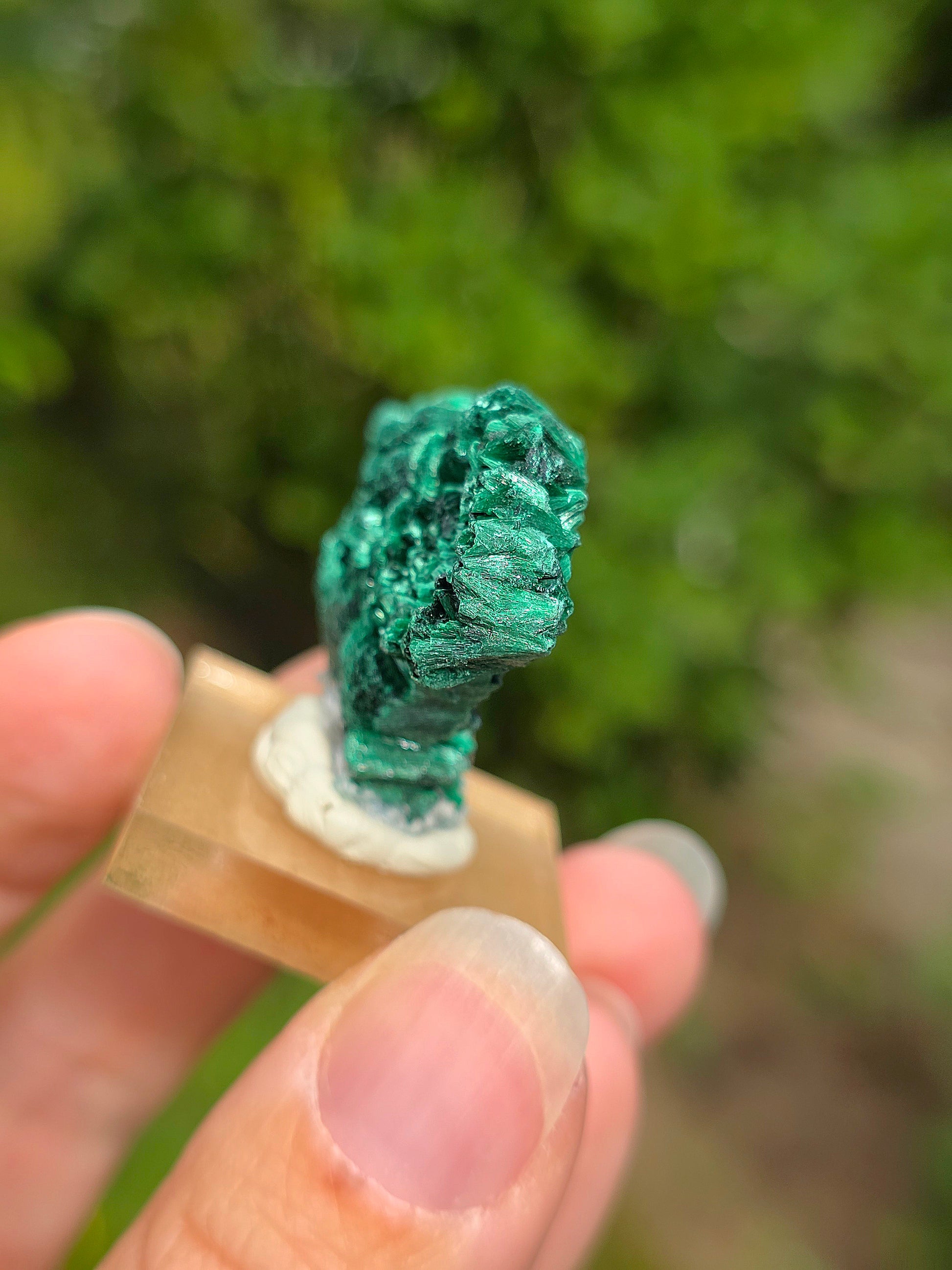 Malachite brute du Congo sur socle