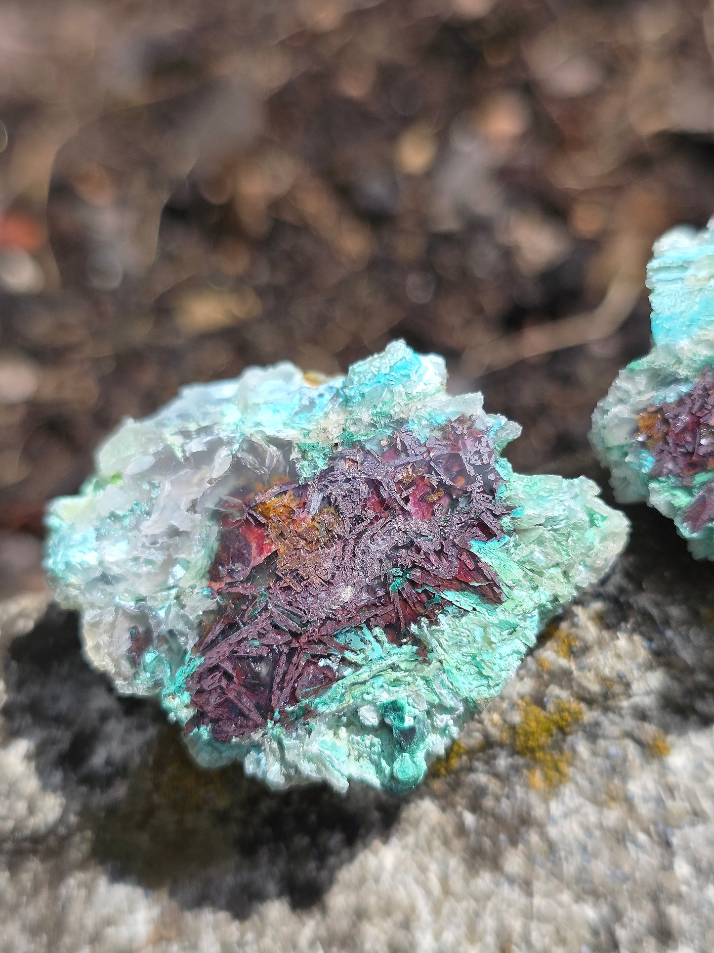 paire de Calcédoine, Chrysocolle et Cuprite d'Indonésie