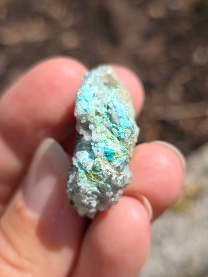 paire de Calcédoine, Chrysocolle et Cuprite d'Indonésie