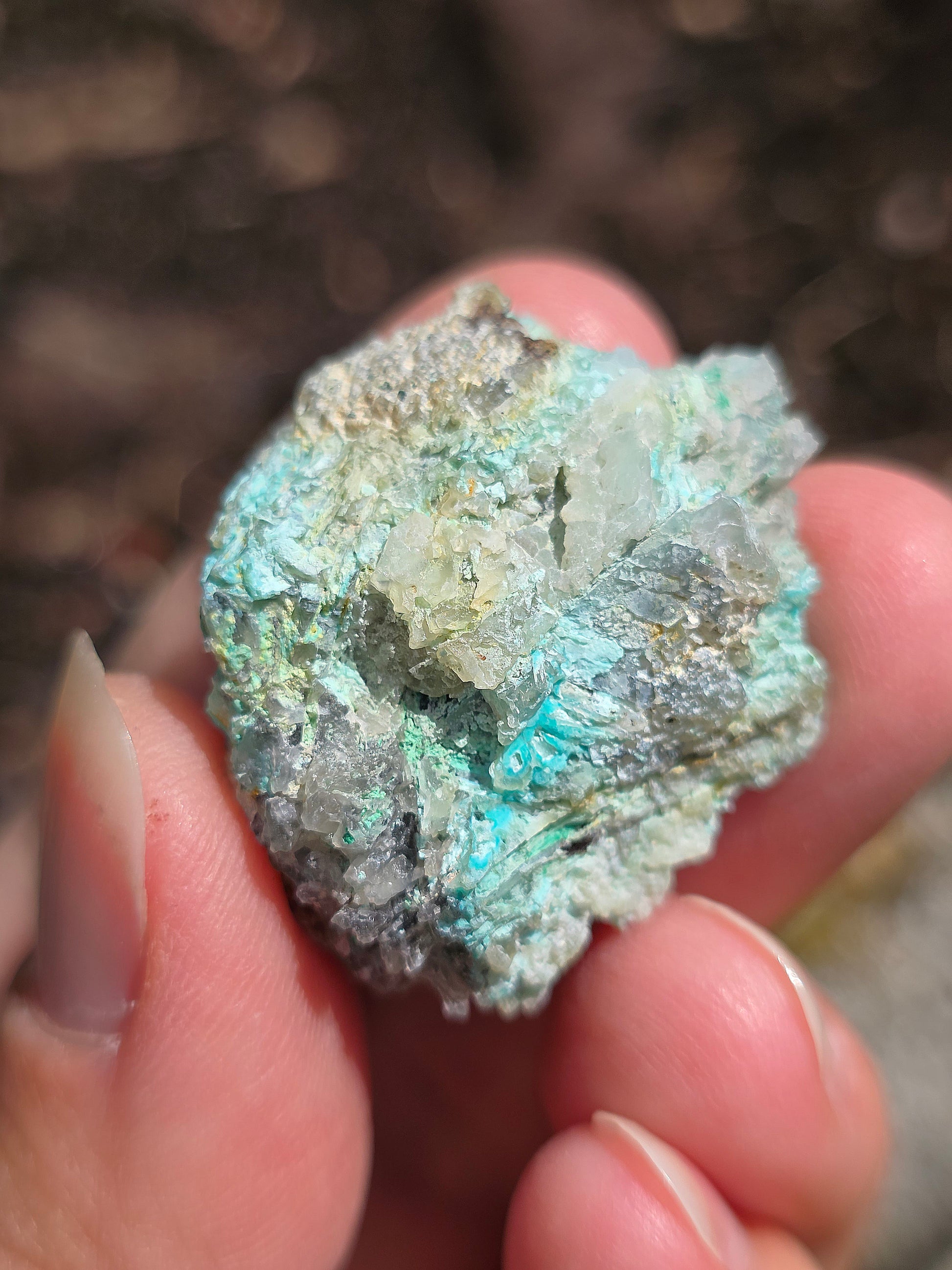 paire de Calcédoine, Chrysocolle et Cuprite d'Indonésie