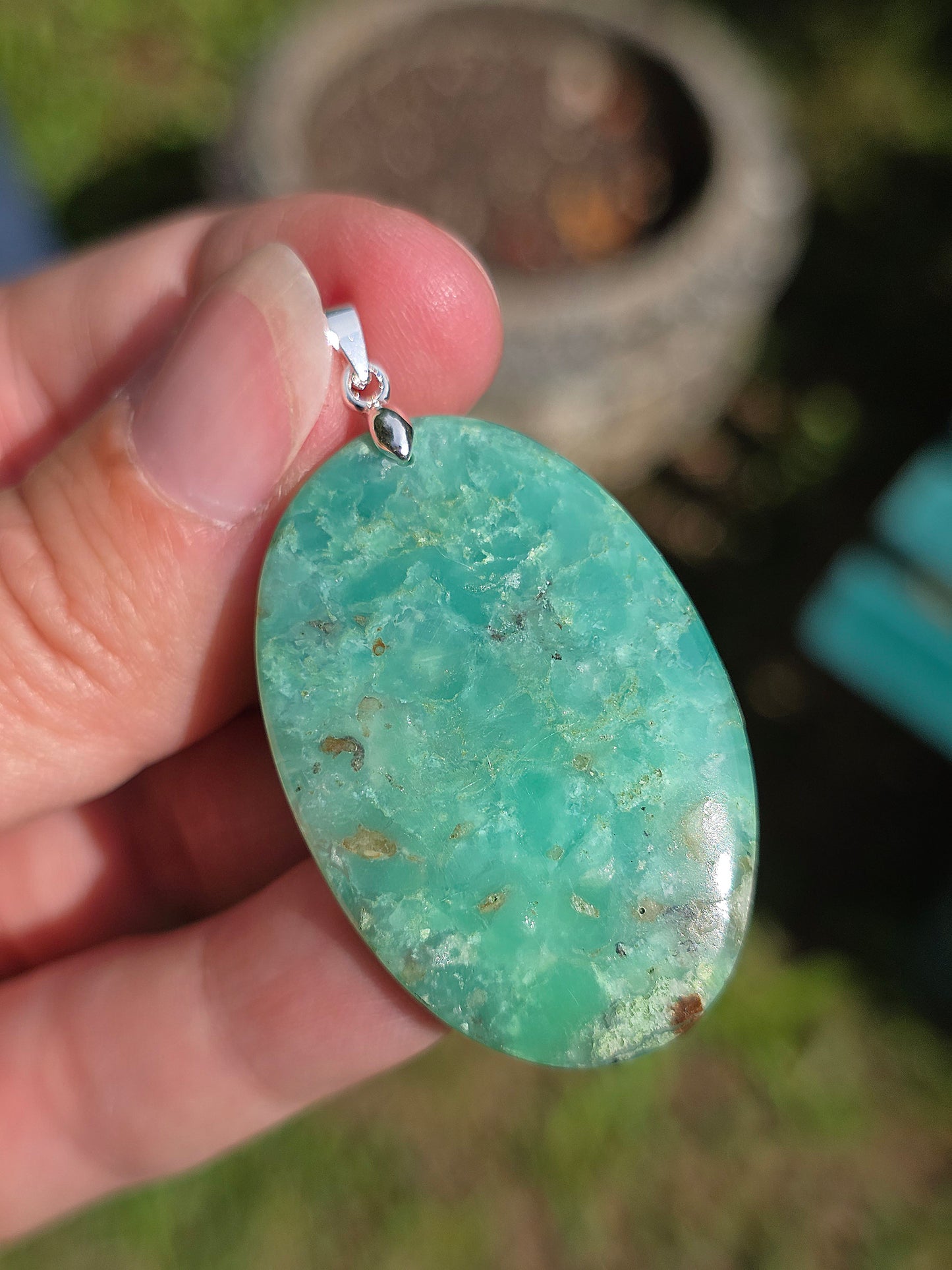 pendentif en Chrysoprase de Tanzanie