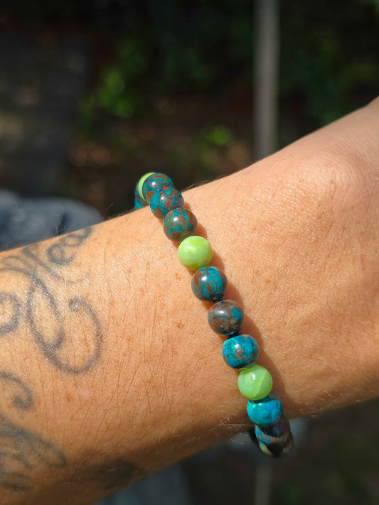 Bracelet Chrysocolle et Chrysoprase