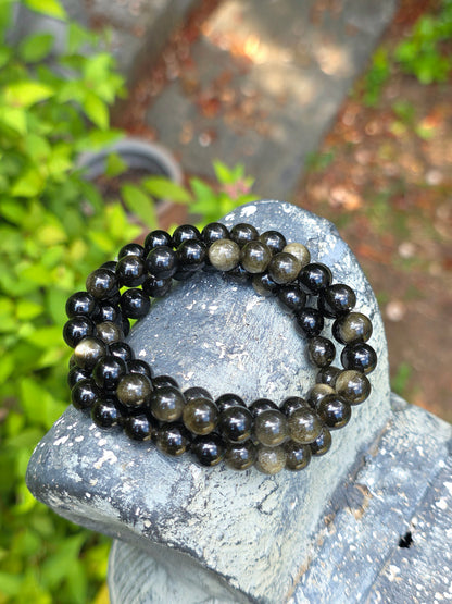 Bracelet Obsidienne dorée