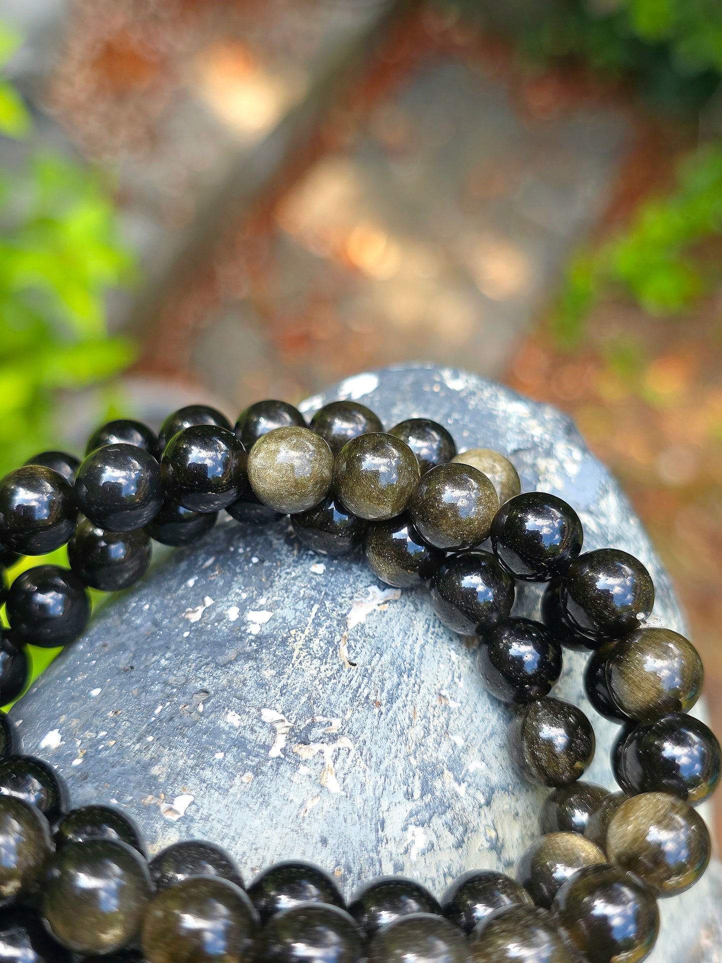 Bracelet Obsidienne dorée
