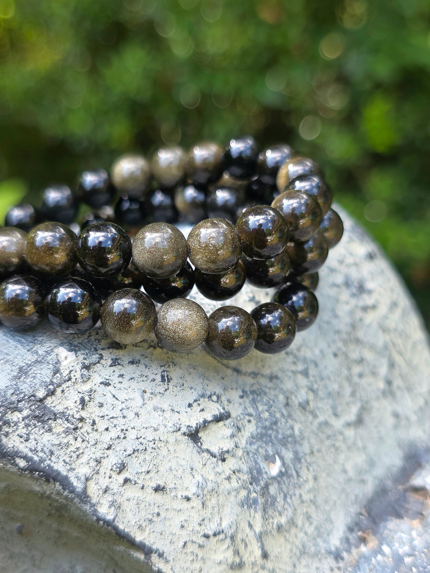 Bracelet Obsidienne dorée