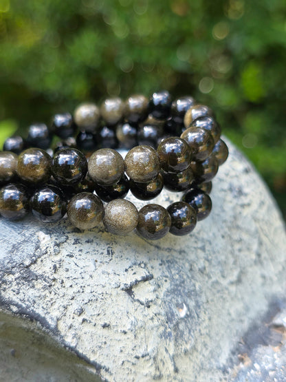 Bracelet Obsidienne dorée