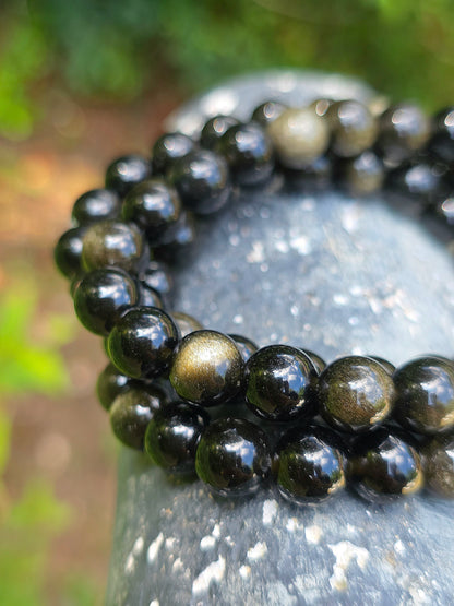 Bracelet Obsidienne dorée