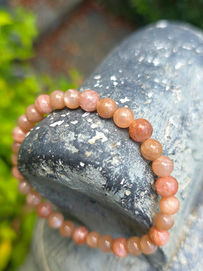 Bracelet Pierre de soleil et pierre de lune pêche