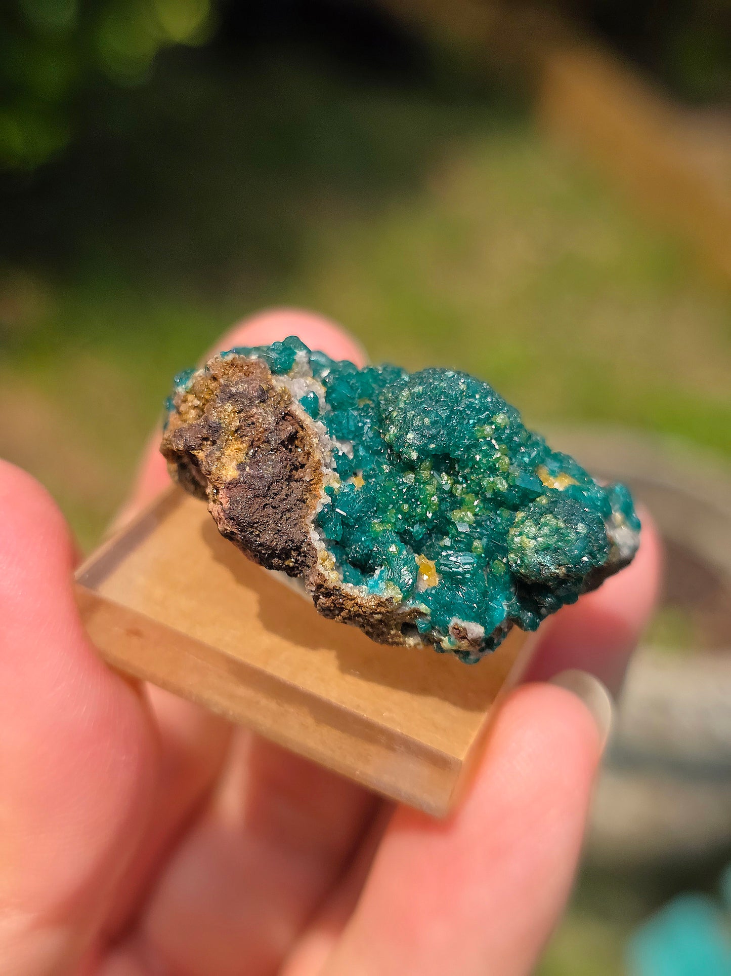 dioptase brut du Congo avec inclusions de Wulfénite et Mimétite