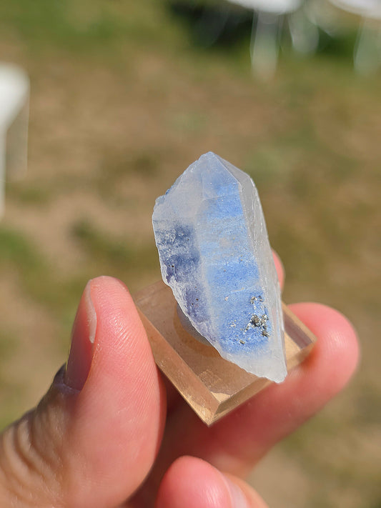 Quartz avec inclusions de Dumortiérite brut