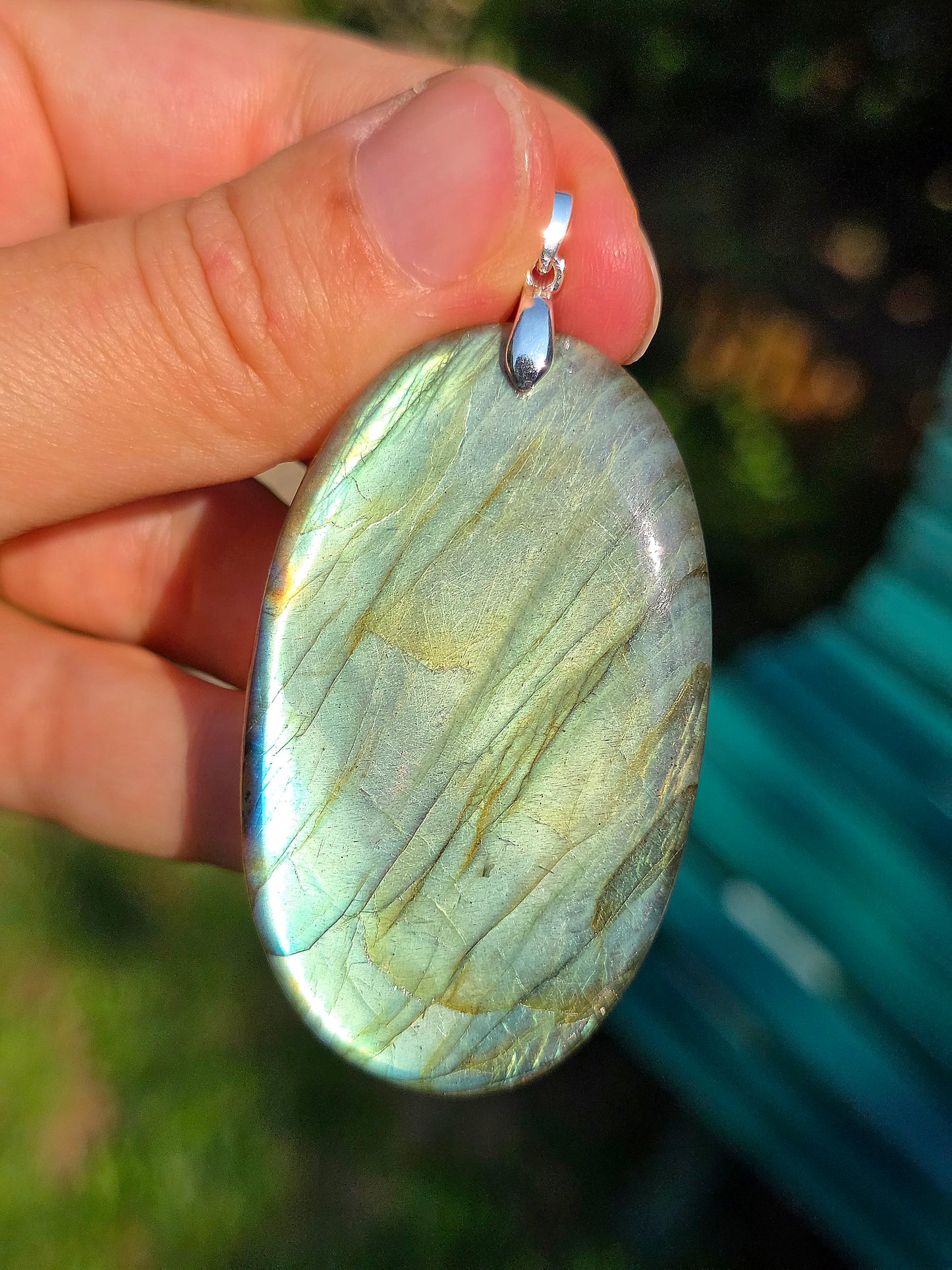 Pendentif en Labradorite verte