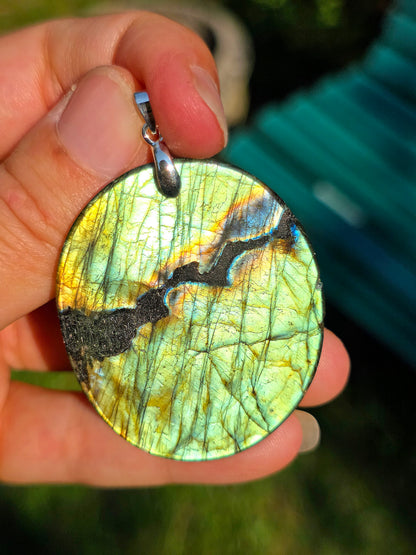 Pendentif en Labradorite verte