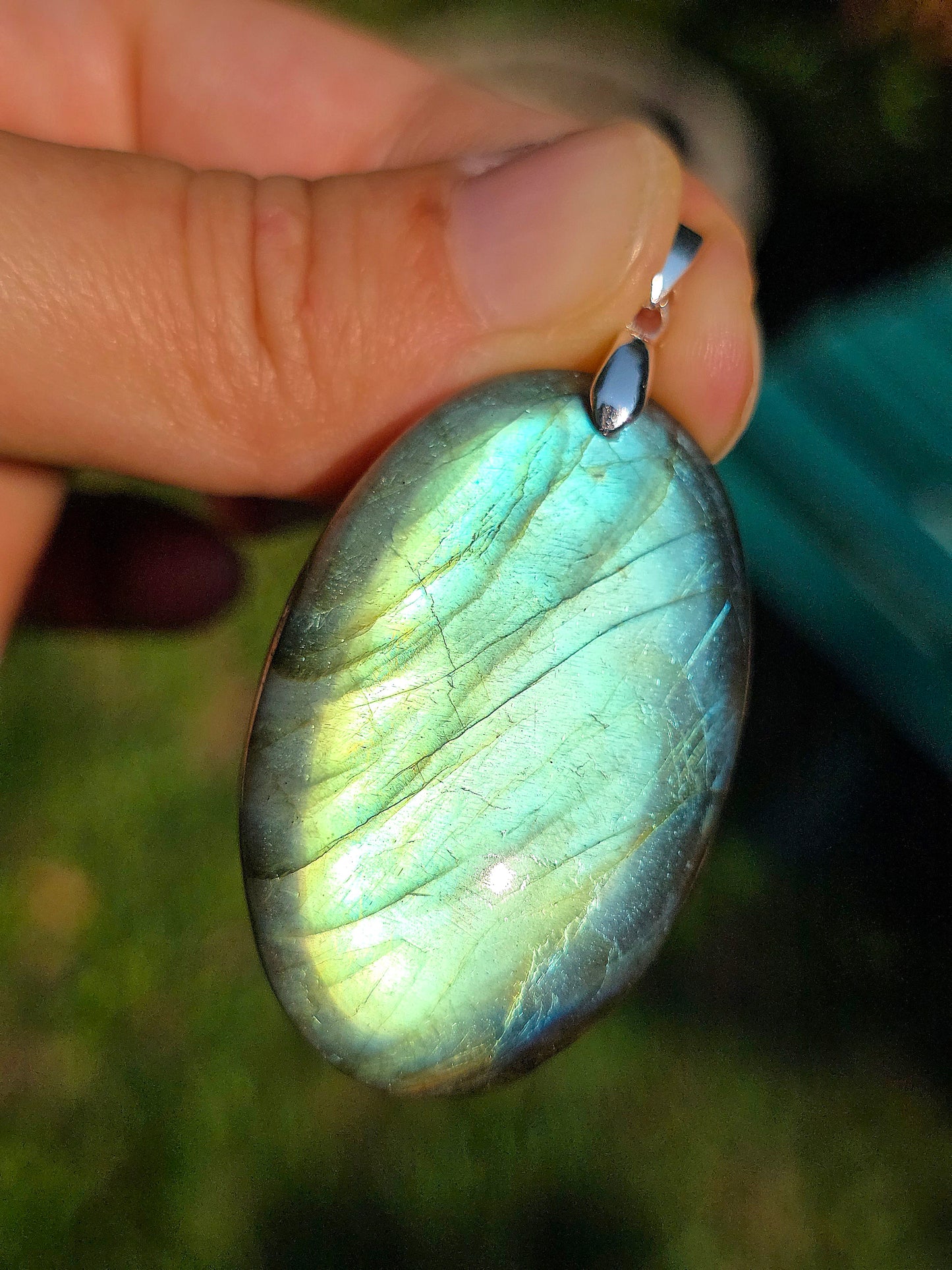 Pendentif en Labradorite verte