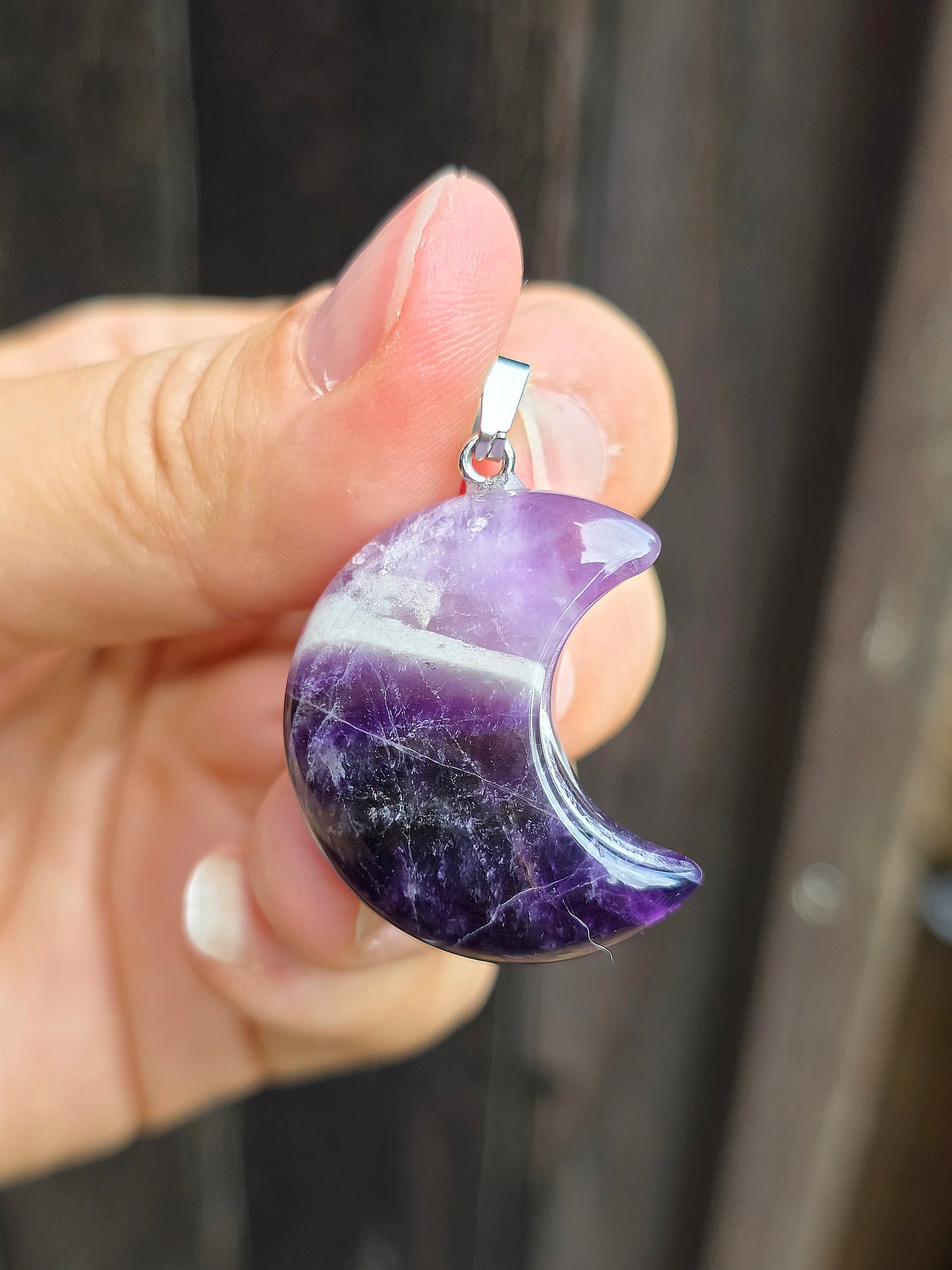 Pendentif Lune en Améthyste