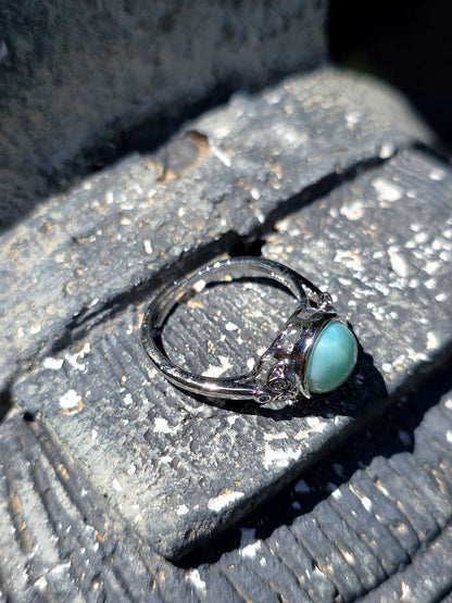 Jolie bague en Larimar plaqué argent 925