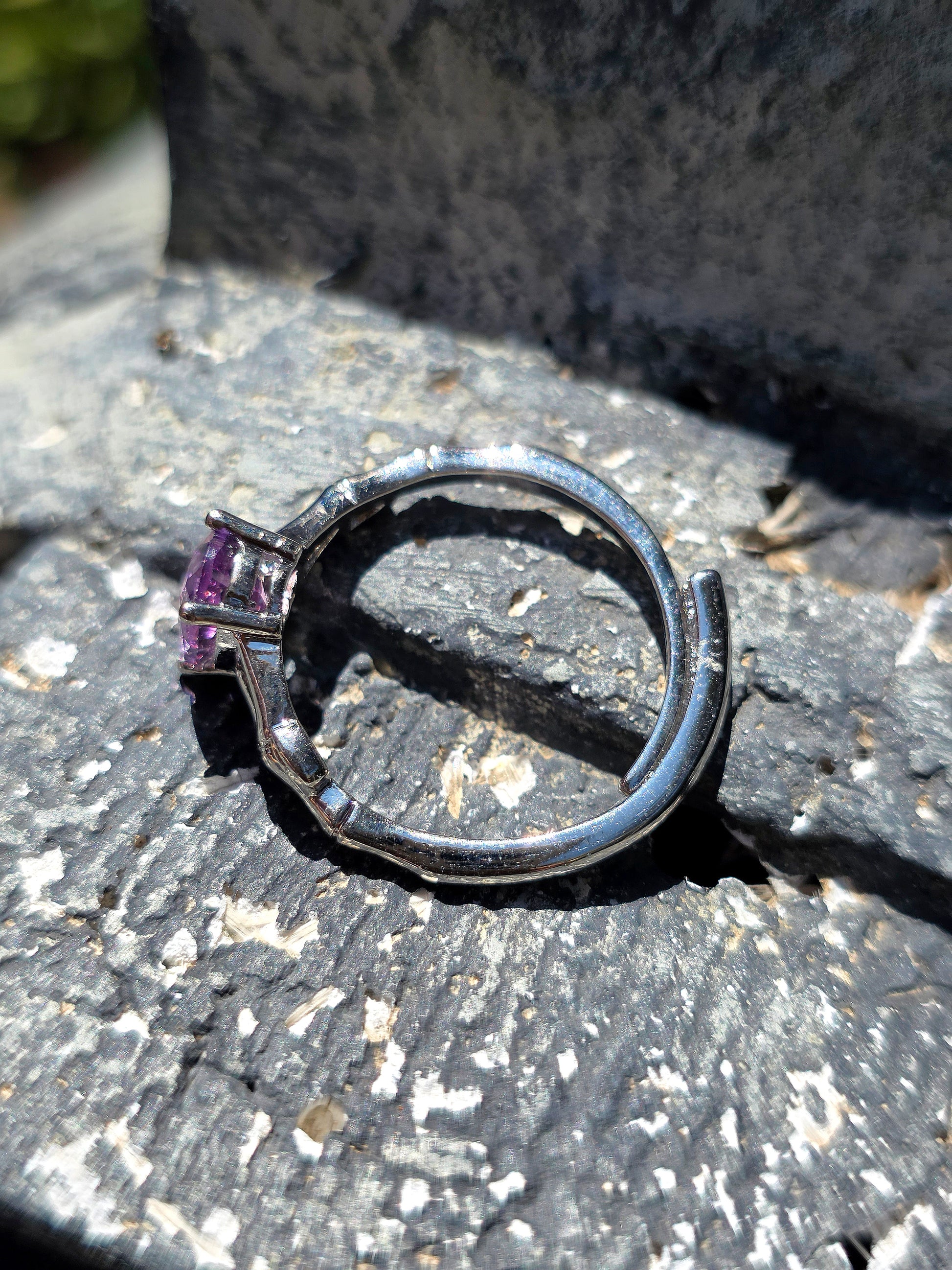 bague en Améthyste plaquée argent 925