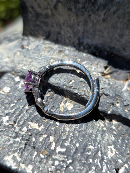 bague en Améthyste plaquée argent 925
